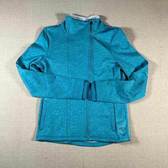 Asics Womens Size Small Thermal Running Jacket Full Zip Green Activewear - Picture 1 of 5
